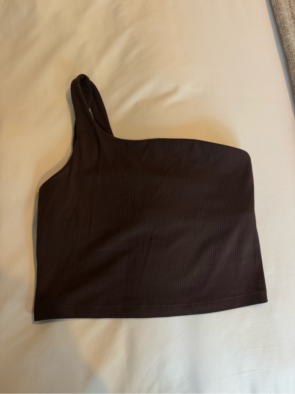 Lululemon Brown Ribbed Nulu Asymmetrical Yoga Top